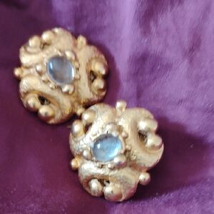 Elegant Gold and Blue Earrings